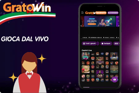 Casinò dal vivo su Grato Win con roulette, blackjack, baccarat e show game interattivi con croupier reali 24/7 per esperienza autentica in Italia