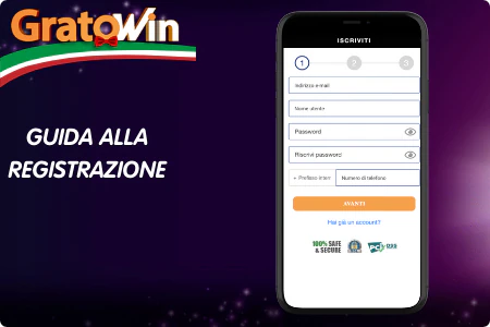 Guida passo-passo registrazione su Casino Gratowin con modulo email, password, nome e conferma per attivare bonus di benvenuto e accedere a 500+ giochi
